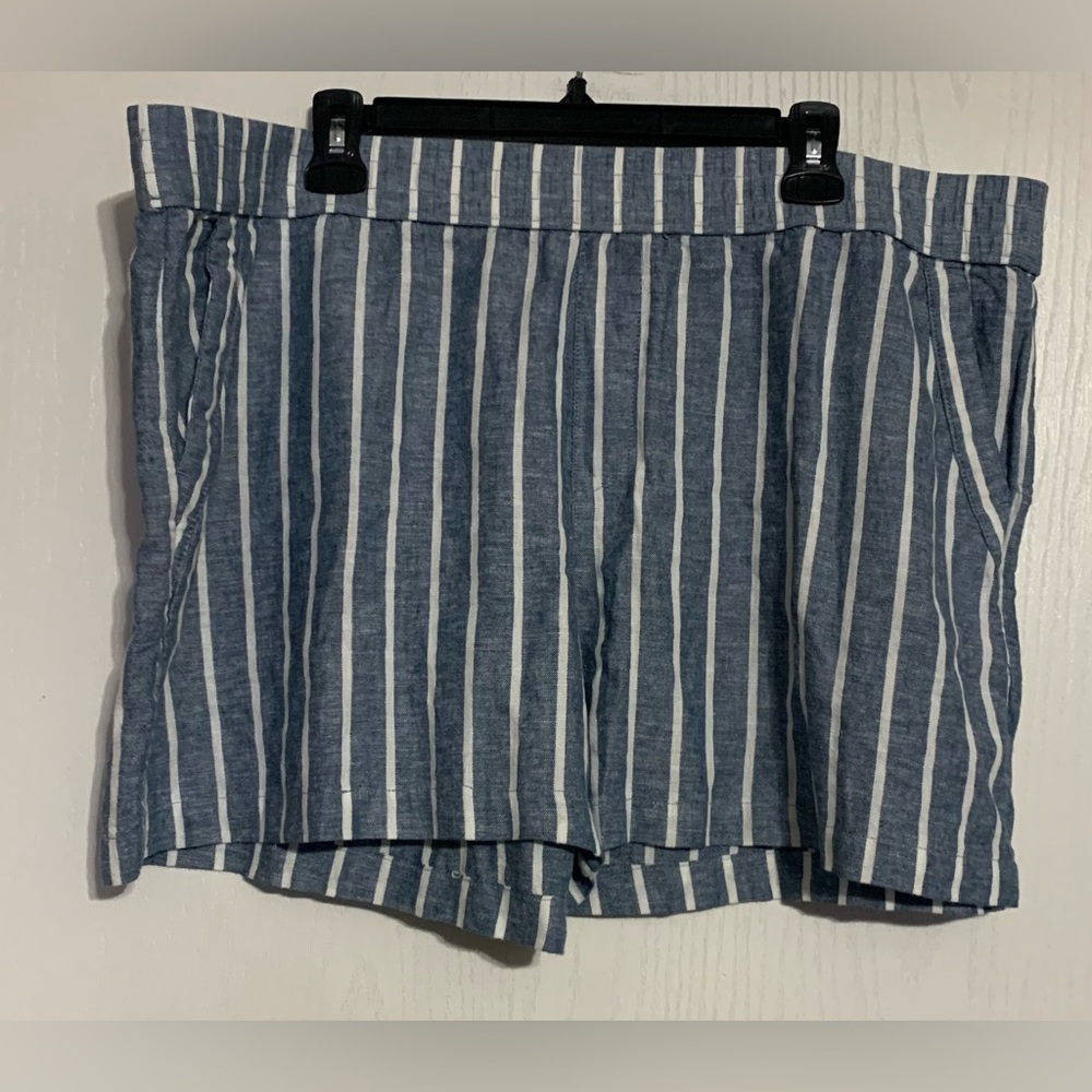 Sonoma Linen Blend Striped Blue & White Women's Shorts